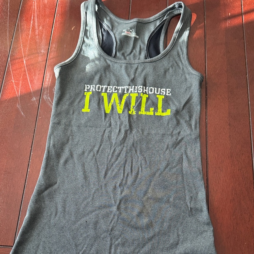 Under Armour Charcoal Tank Top with Yellow Print